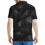 Black Polygonal Geometric Print Men's Polo Shirt