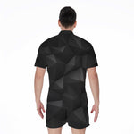 Black Polygonal Geometric Print Men's Rompers