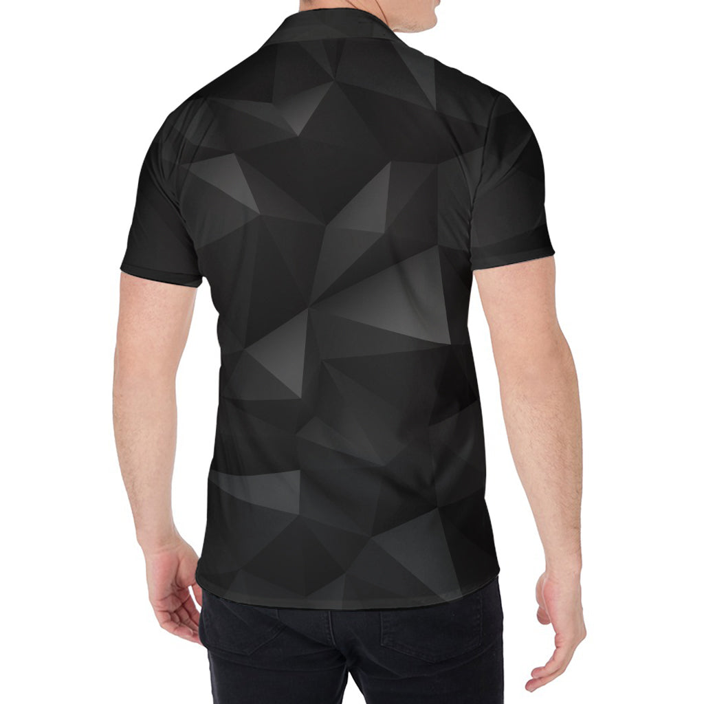 Black Polygonal Geometric Print Men's Shirt