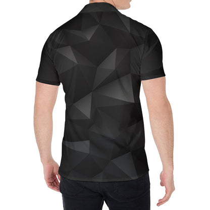 Black Polygonal Geometric Print Men's Shirt