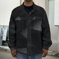 Black Polygonal Geometric Print Men's Shirt Jacket