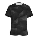 Black Polygonal Geometric Print Men's Sports T-Shirt