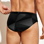 Black Polygonal Geometric Print Men's Swim Briefs