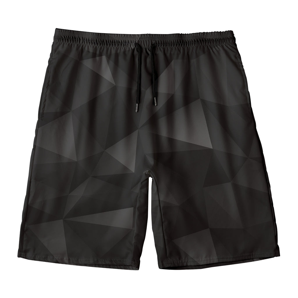 Black Polygonal Geometric Print Men's Swim Trunks