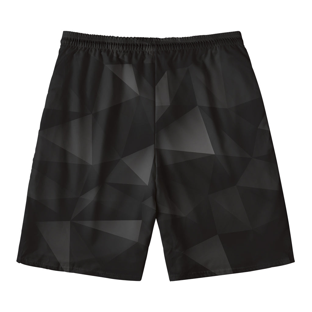 Black Polygonal Geometric Print Men's Swim Trunks