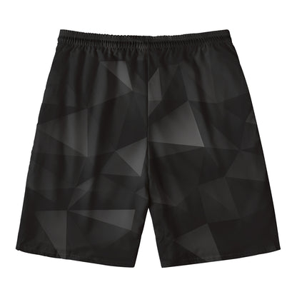 Black Polygonal Geometric Print Men's Swim Trunks