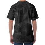 Black Polygonal Geometric Print Men's Velvet T-Shirt