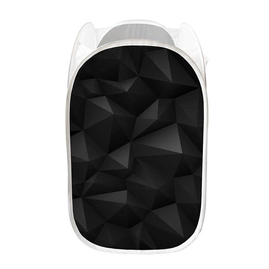 Black Polygonal Geometric Print Mesh Laundry Hamper