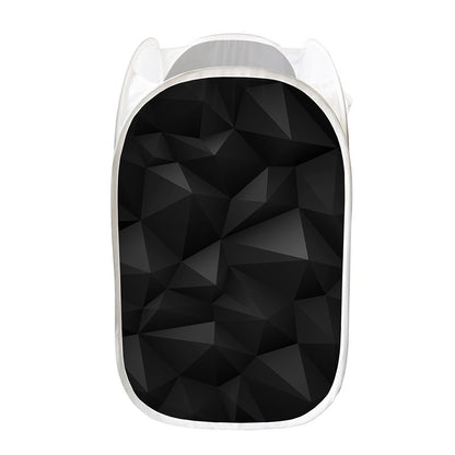 Black Polygonal Geometric Print Mesh Laundry Hamper