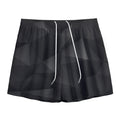 Black Polygonal Geometric Print Mesh Shorts