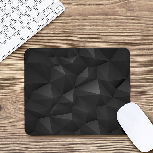 Black Polygonal Geometric Print Mouse Pad