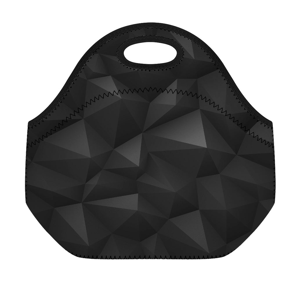 Black Polygonal Geometric Print Neoprene Lunch Bag