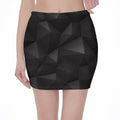 Black Polygonal Geometric Print Pencil Mini Skirt