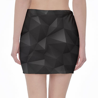 Black Polygonal Geometric Print Pencil Mini Skirt