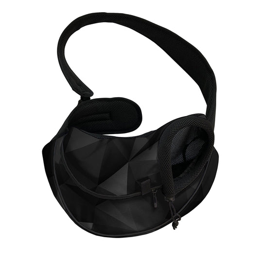 Black Polygonal Geometric Print Pet Sling Carrier