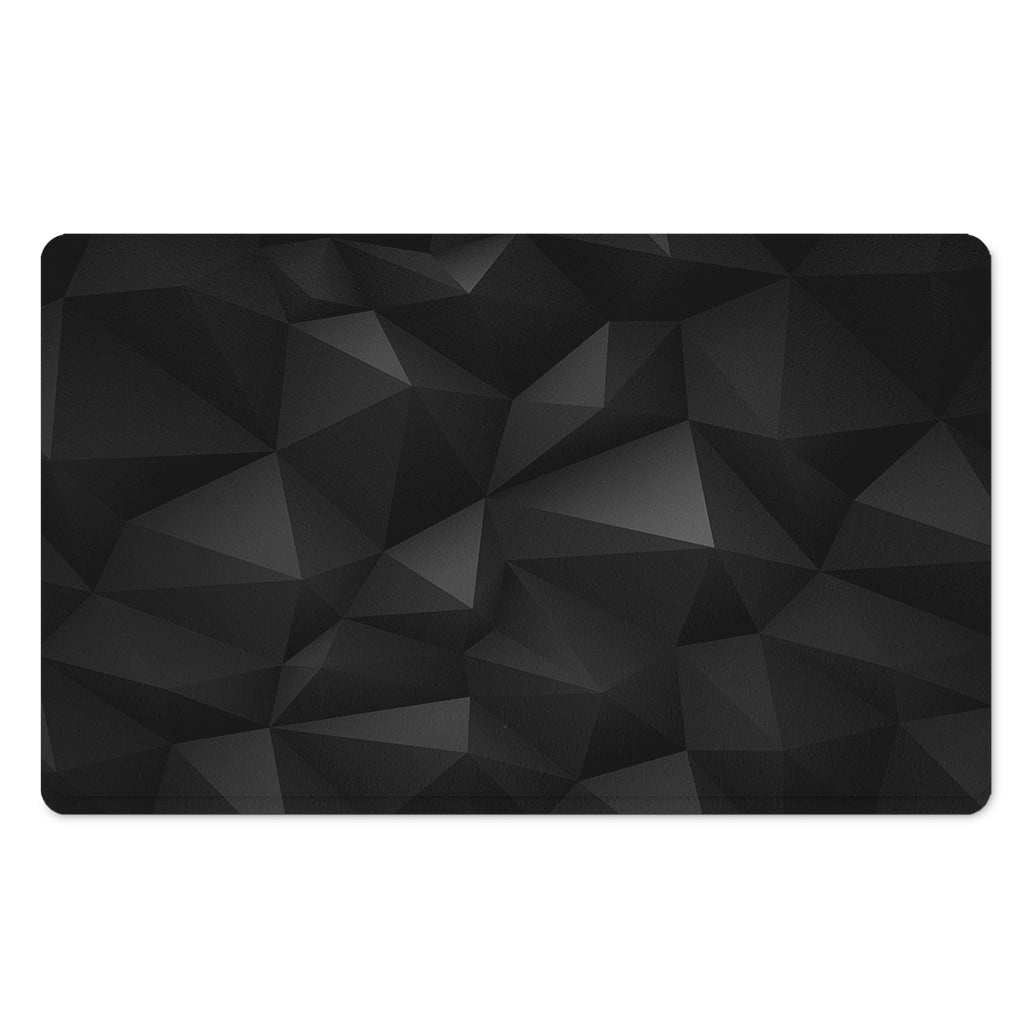 Black Polygonal Geometric Print Polyester Doormat