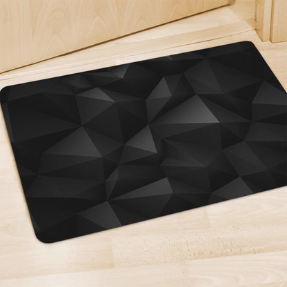 Black Polygonal Geometric Print Polyester Doormat