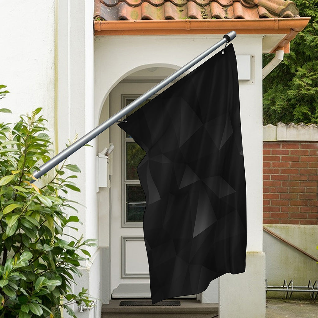 Black Polygonal Geometric Print Polyester Flag