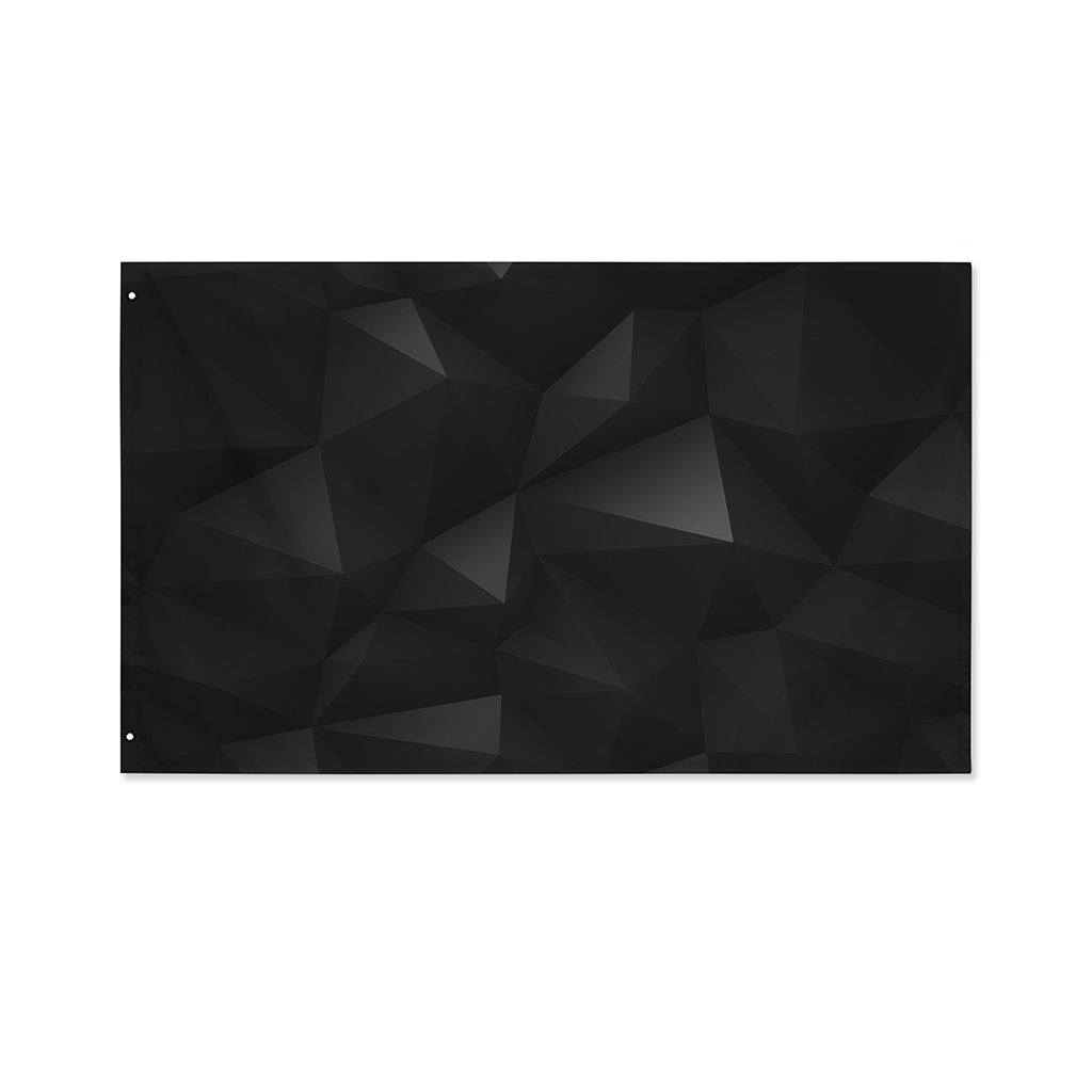 Black Polygonal Geometric Print Polyester Flag