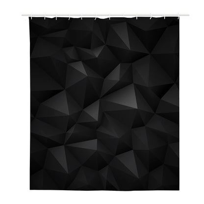 Black Polygonal Geometric Print Polyester Shower Curtain