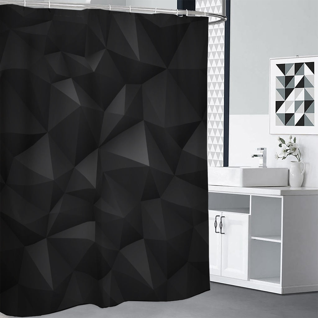 Black Polygonal Geometric Print Premium Shower Curtain