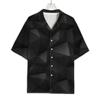 Black Polygonal Geometric Print Rayon Hawaiian Shirt