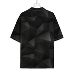 Black Polygonal Geometric Print Rayon Hawaiian Shirt