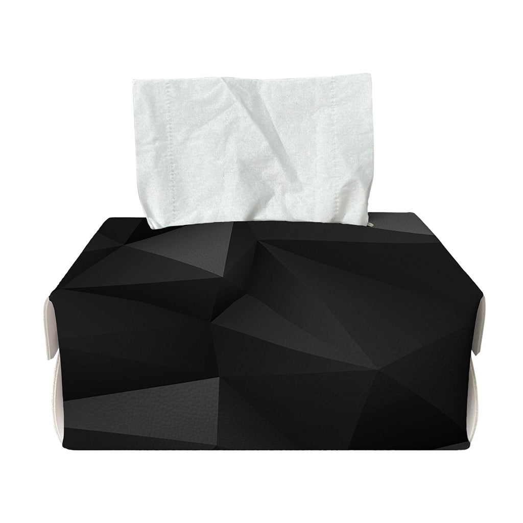 Black Polygonal Geometric Print Rectangle Tissue Box Cover