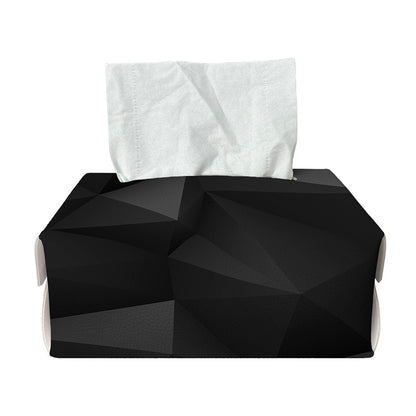 Black Polygonal Geometric Print Rectangle Tissue Box Cover
