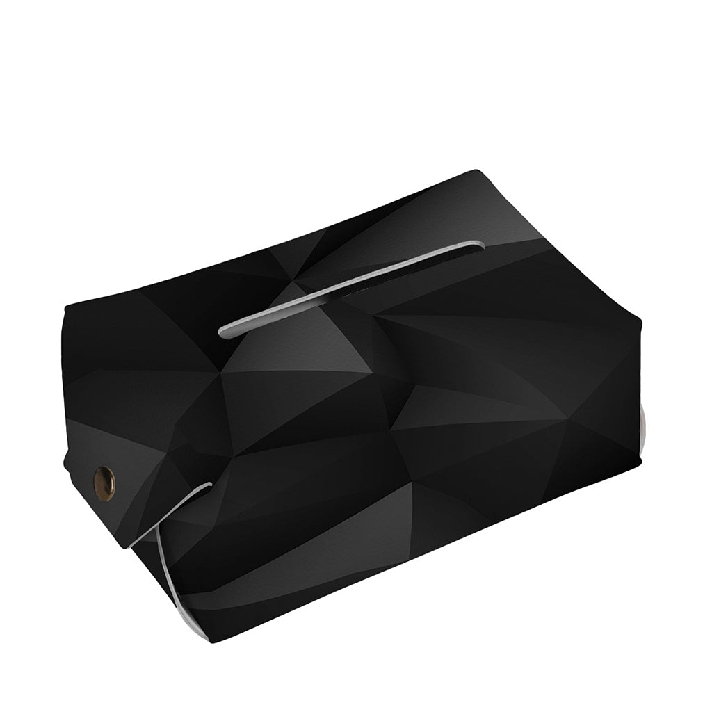 Black Polygonal Geometric Print Rectangle Tissue Box Cover