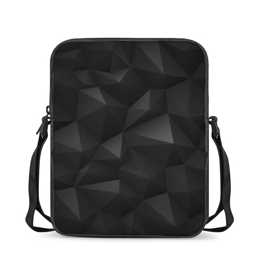 Black Polygonal Geometric Print Rectangular Crossbody Bag