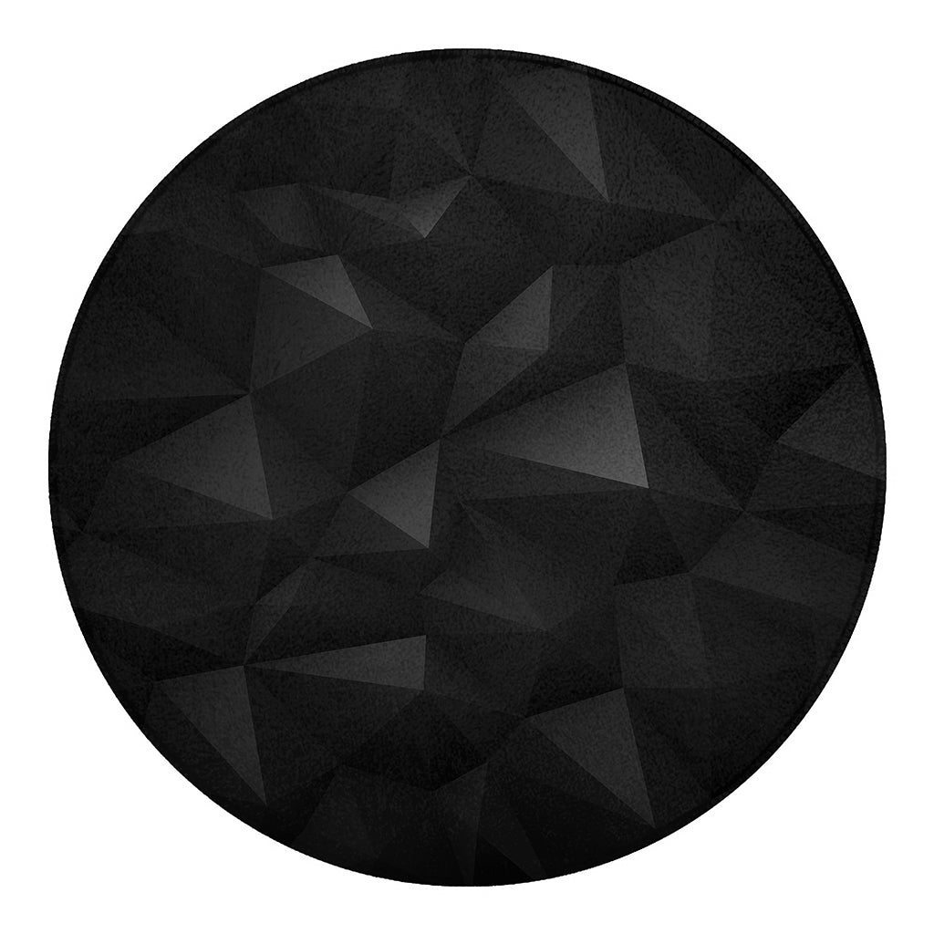 Black Polygonal Geometric Print Round Blanket