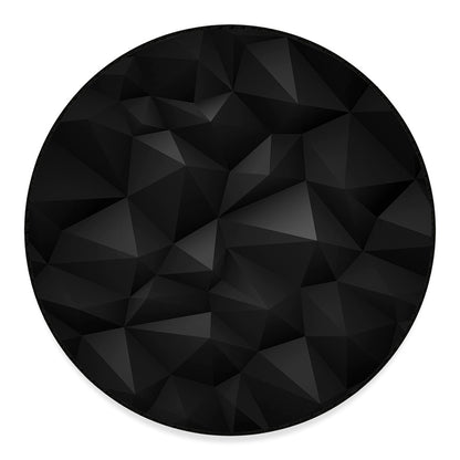 Black Polygonal Geometric Print Round Floor Mat