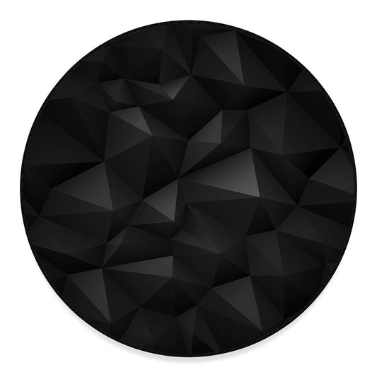 Black Polygonal Geometric Print Round Floor Mat