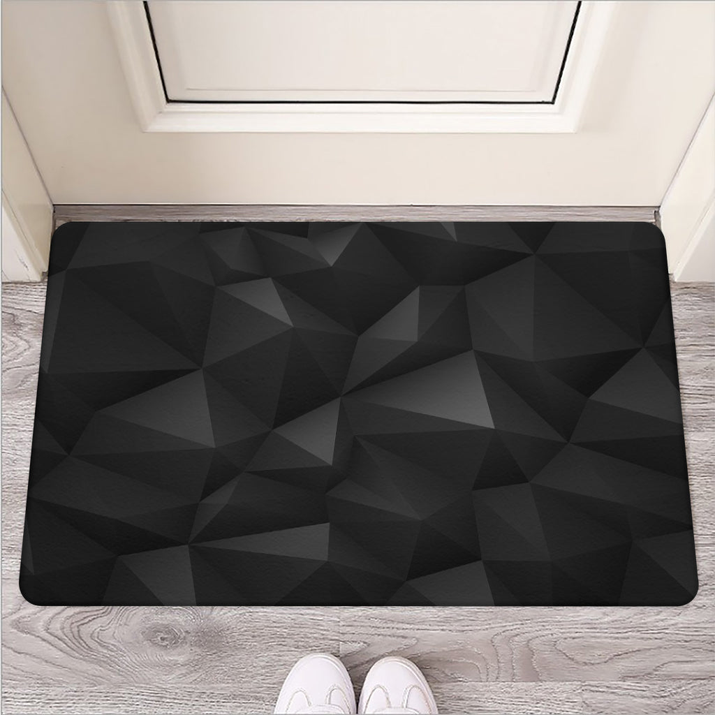 Black Polygonal Geometric Print Rubber Doormat