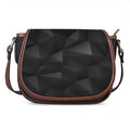 Black Polygonal Geometric Print Saddle Bag