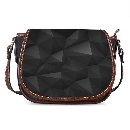 Black Polygonal Geometric Print Saddle Bag