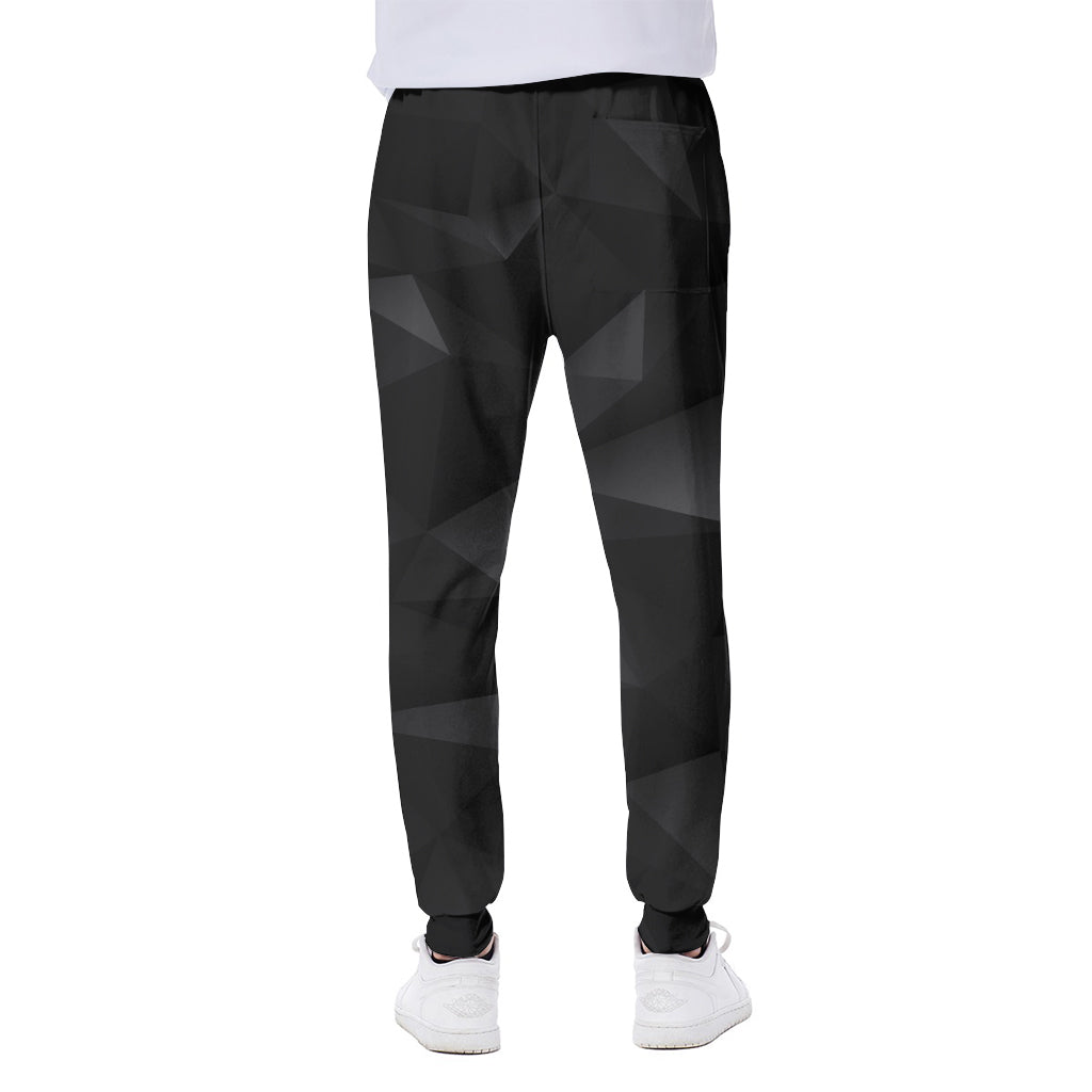 Black Polygonal Geometric Print Scuba Joggers