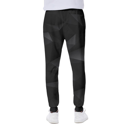 Black Polygonal Geometric Print Scuba Joggers