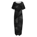 Black Polygonal Geometric Print Short Sleeve Long Nightdress