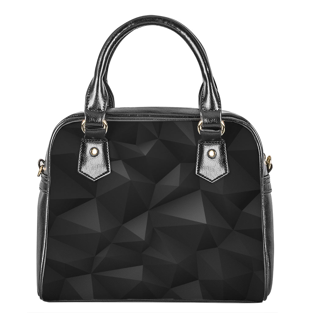 Black Polygonal Geometric Print Shoulder Handbag