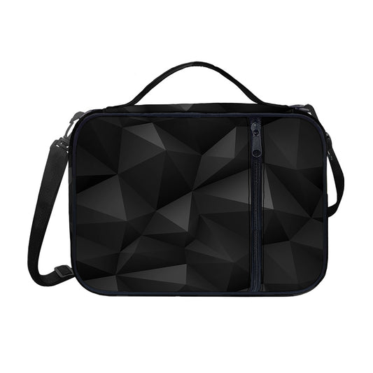 Black Polygonal Geometric Print Shoulder Strap Bible Bag