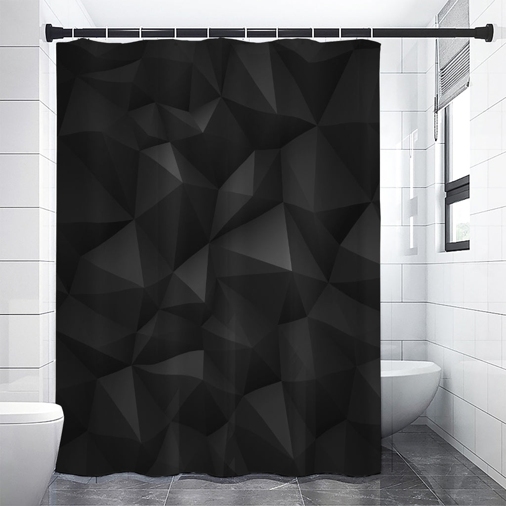 Black Polygonal Geometric Print Shower Curtain