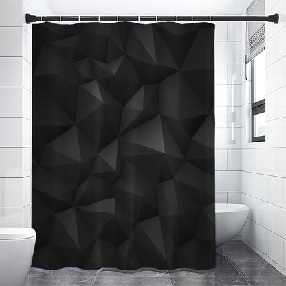 Black Polygonal Geometric Print Shower Curtain