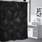 Black Polygonal Geometric Print Shower Curtain