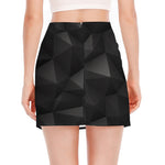 Black Polygonal Geometric Print Side Slit Mini Skirt