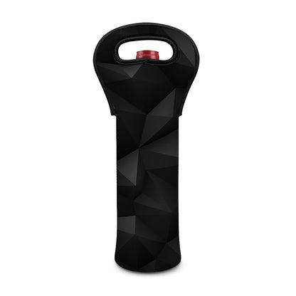 Black Polygonal Geometric Print Single Neoprene Wine Tote