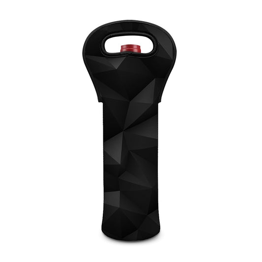 Black Polygonal Geometric Print Single Neoprene Wine Tote