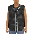 Black Polygonal Geometric Print Sleeveless Baseball Jersey