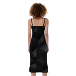 Black Polygonal Geometric Print Slim Fit Midi Cami Dress